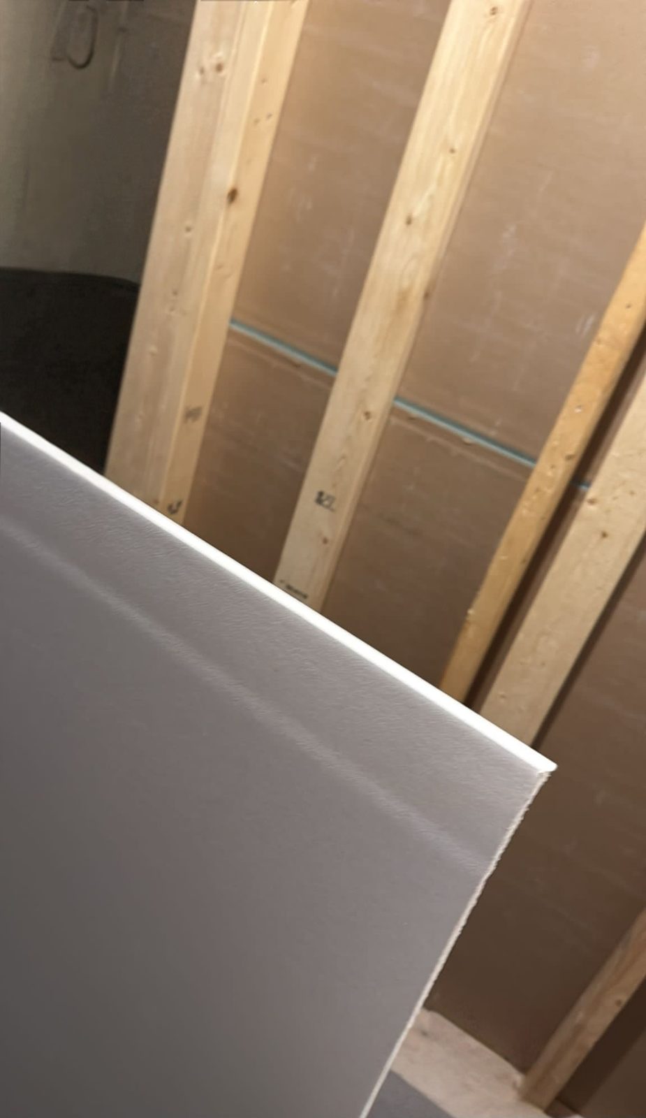 Framing and drywall work in progress